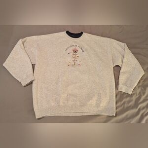 Jerzees Light Gray Crewneck Sweater with Grandma's House Design